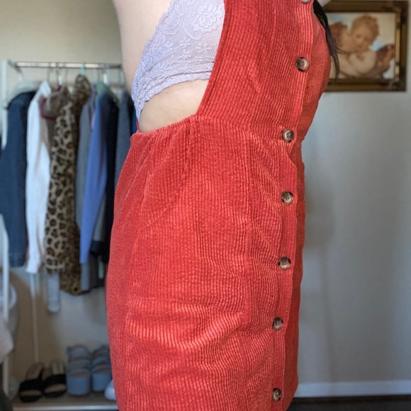 Orange Corduroy overall dress - Picture 3 of 4